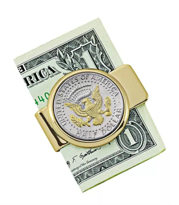 American Coin Treasures Selectively Gold-Layered Presidential Seal JFK Half Dollar Coin Money Clip