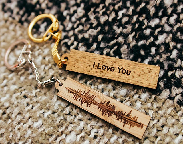 Sound Wave Wooden Keychain