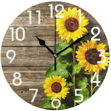 Naanle Sunflower Vintage Wood Clock