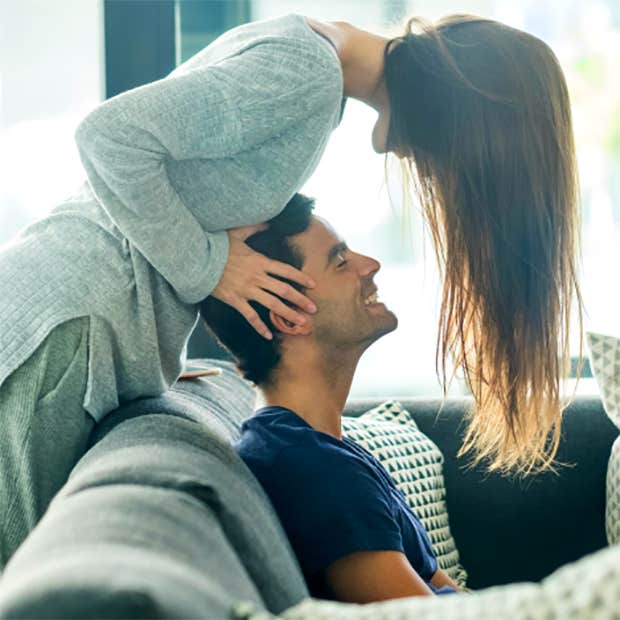 woman massaging mans head