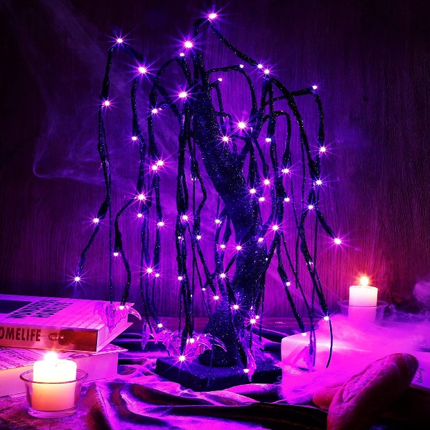 halloween wedding ideas led tree centerpiece