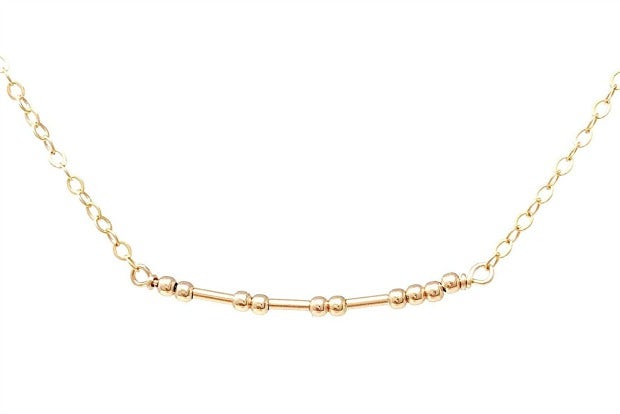 JENNYandJUDE Custom Gold Fill Morse Code Necklace