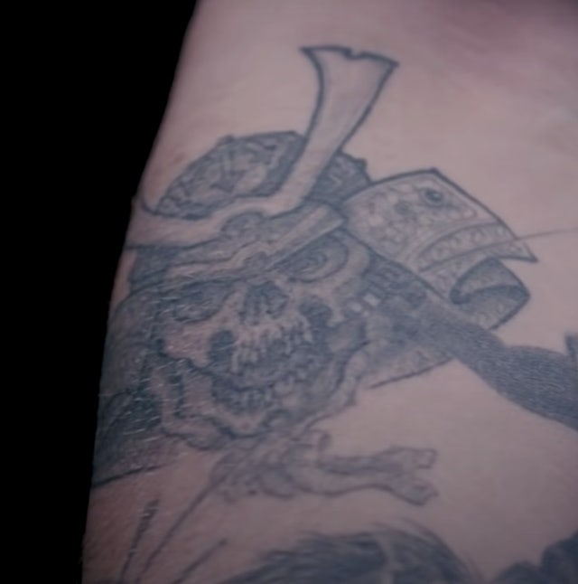 post malone samurai skull tattoo