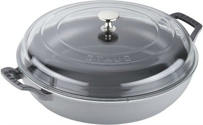 Staub 3.5 Quart Enameled Cast Iron Braiser with Glass Lid