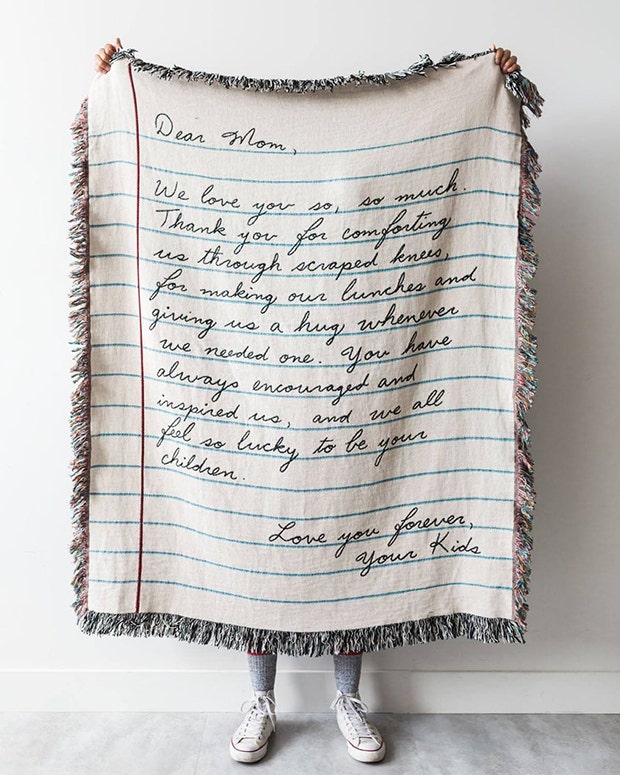 Frankie Print Co. Love Letter Handwriting Blanket Valentines Day gift for new mom