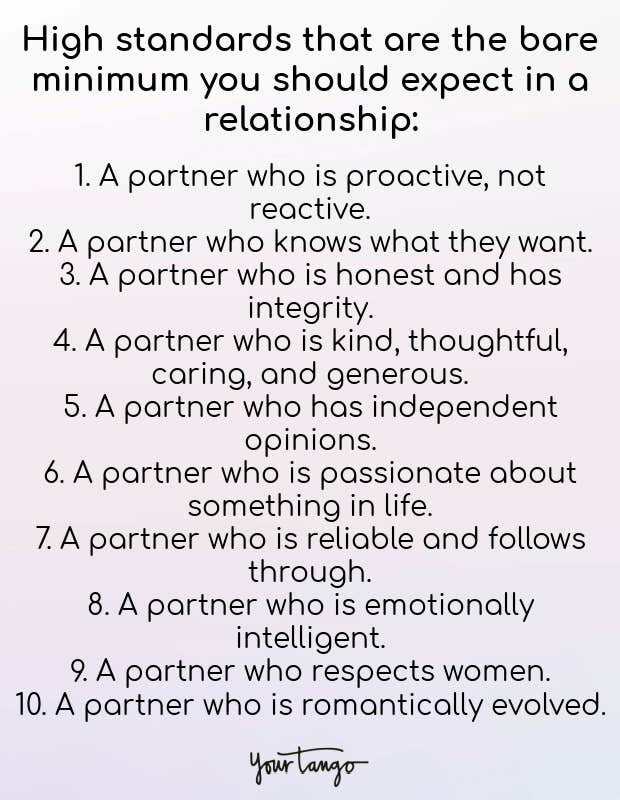 examples of standards in a relationship