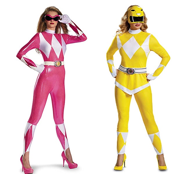 yellow and pink power rangers best friend halloween costumes