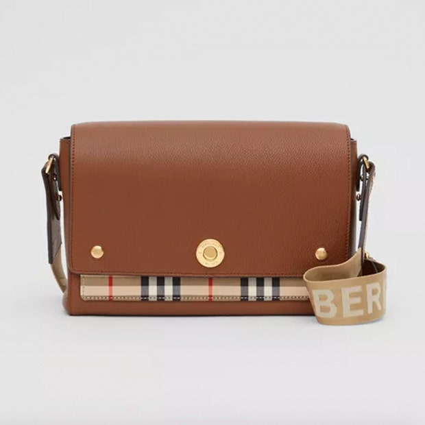 Burberry Leather and Vintage Check Note Crossbody Bag