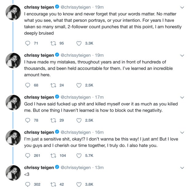 Chrissy Teigen goodbye tweet part 2