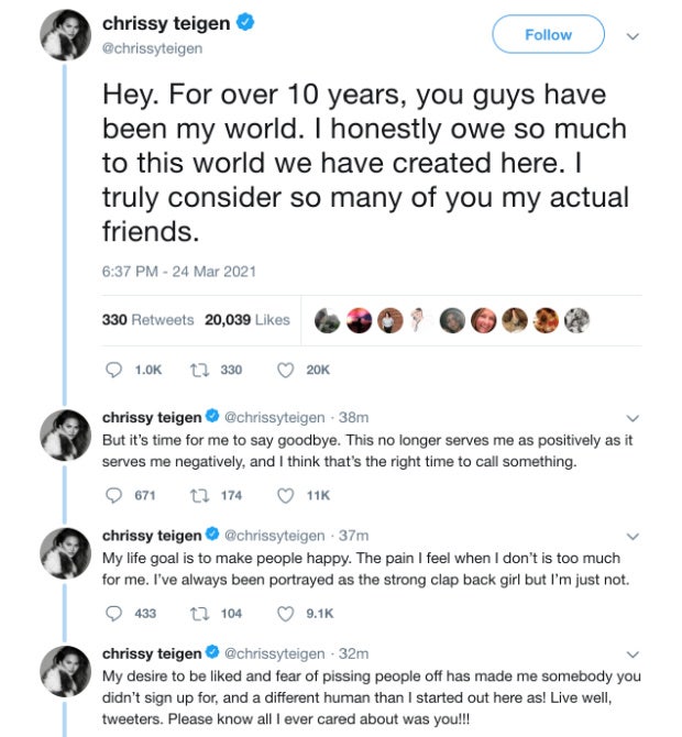 Chrissy Teigen goodbye tweet part 1