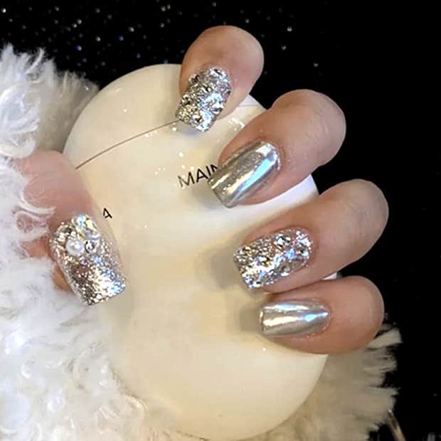 chrome nail ideas studded event