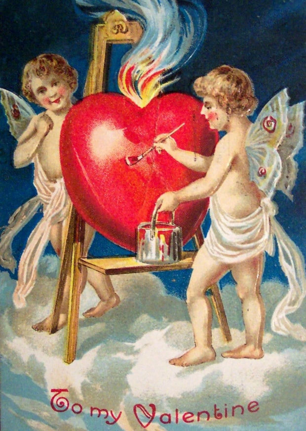 cupid on an antique valentine