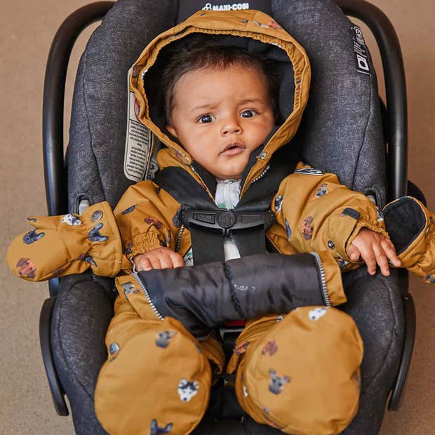 DeuxPardeaux Printed Grizzlies One-Piece Baby Snowsuit