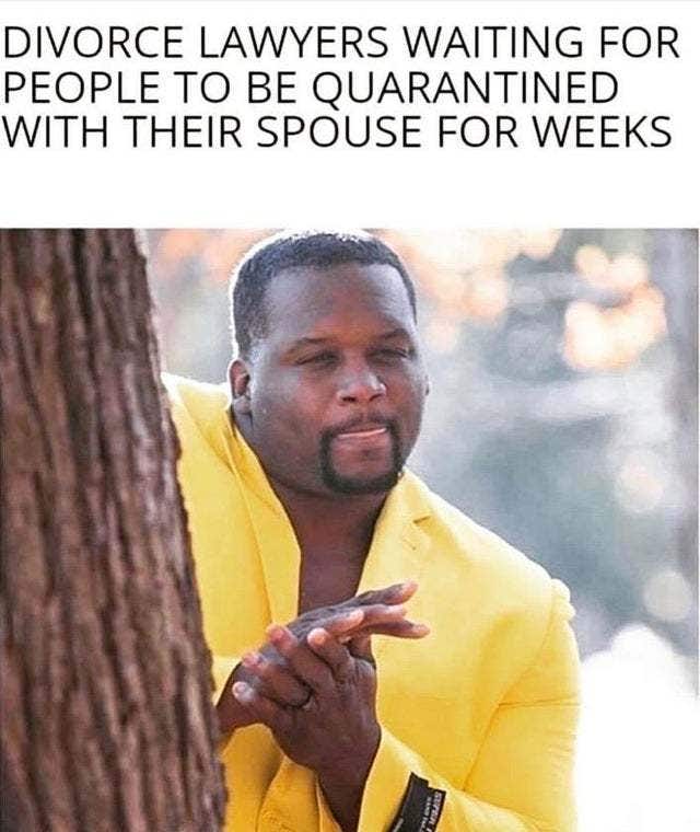 quarantine divorce lawyers meme