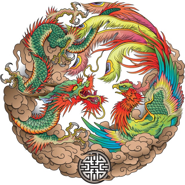 Dragon and Phoenix tattoo
