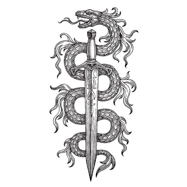 Dragon sword tattoo