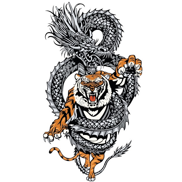 Dragon and tiger tattoo