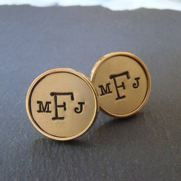 Golden Bronze Monogram Cufflinks