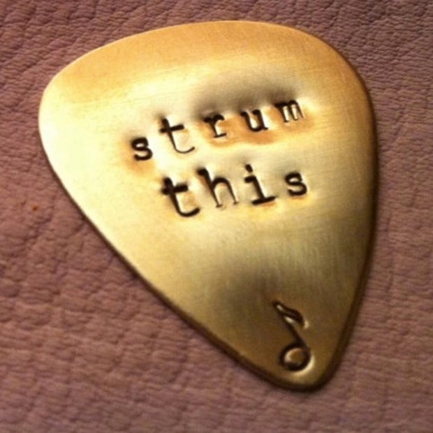 Personalized Hand-Stamped Bronze Guitar Pick