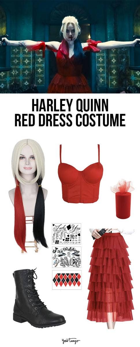 Diy harley quinn costume red and black store