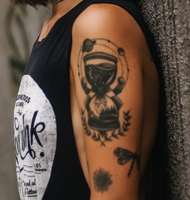hourglass tattoo idea for women