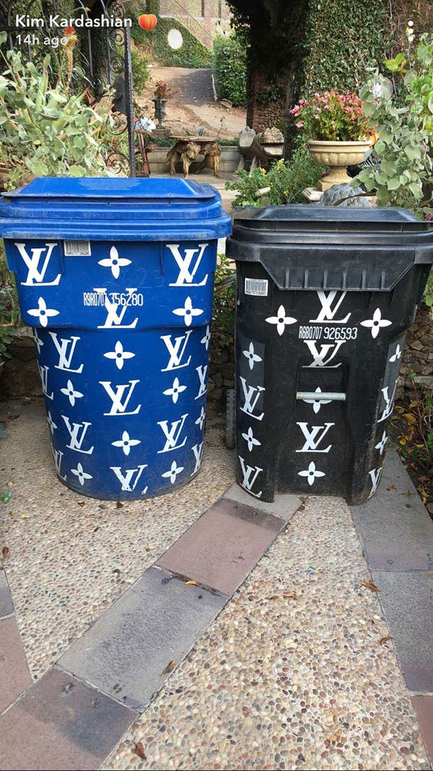 kim kardashian louis vuitton trash cans