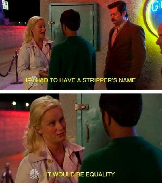 if i had to have a stripper&#039;s name, it would be equality leslie knope
