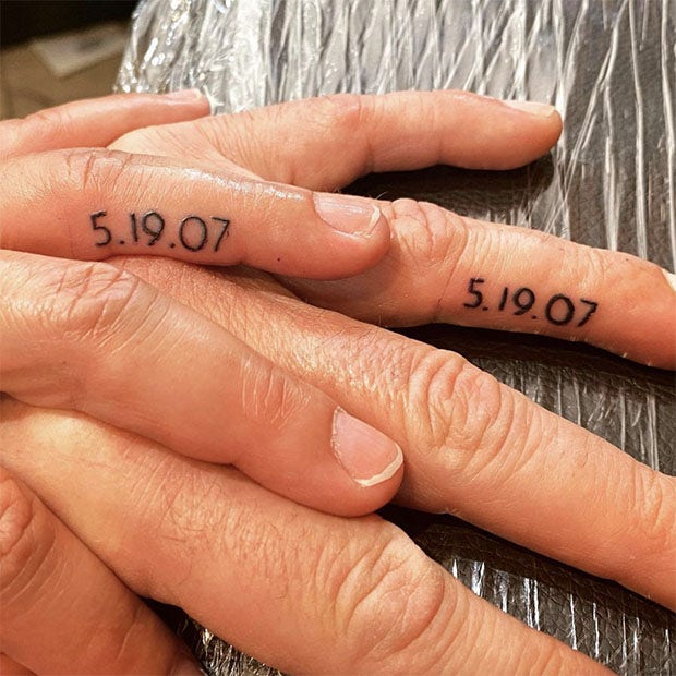 marriage date wedding ring tattoo