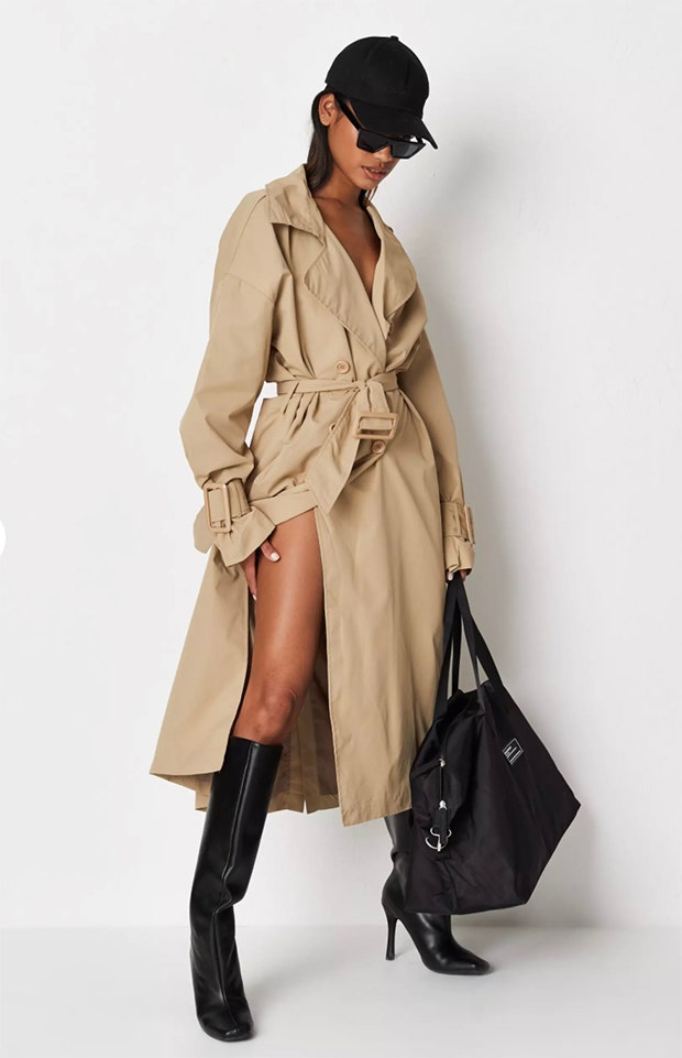 missguided tall sand oversized trench coat