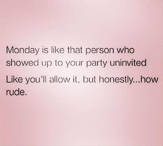 Monday is like that person who showed up to your party uninvited. Like you&#039;ll allow it, but honestly... how rude.
