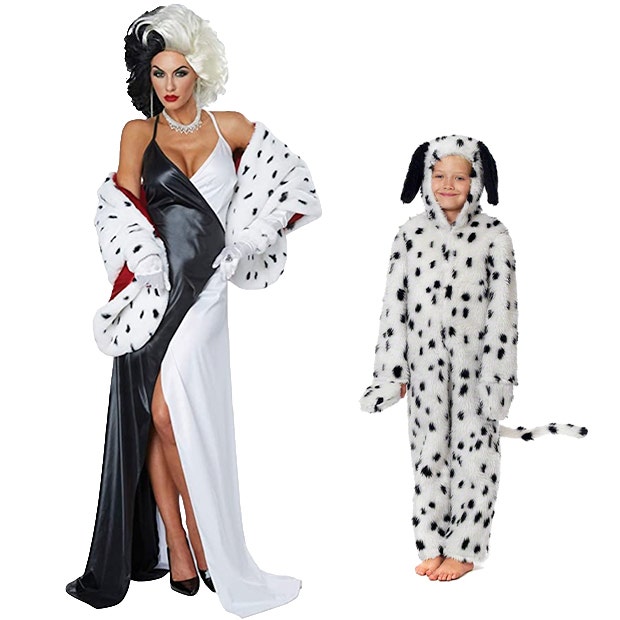 mother daughter halloween costumes cruella de vil dalmatian