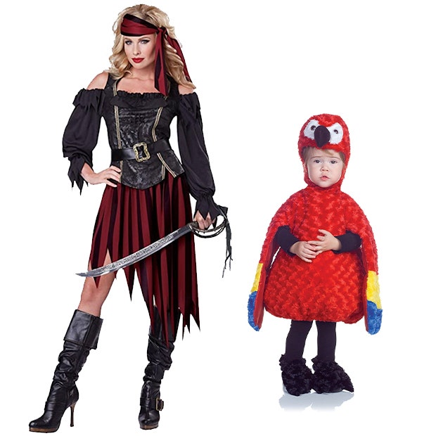 mother daughter halloween costumes pirate and parrot