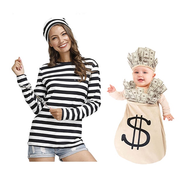 mother daughter halloween costumes robber money bag