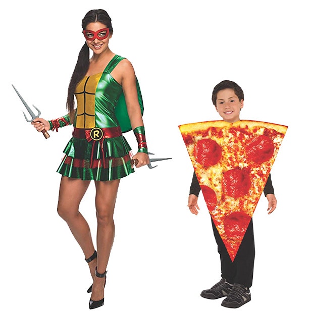 mother daughter halloween costumes teenage mutant ninja turtles pizza slice