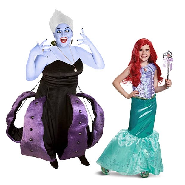 mother daughter halloween costumes ursula ariel the little mermaid