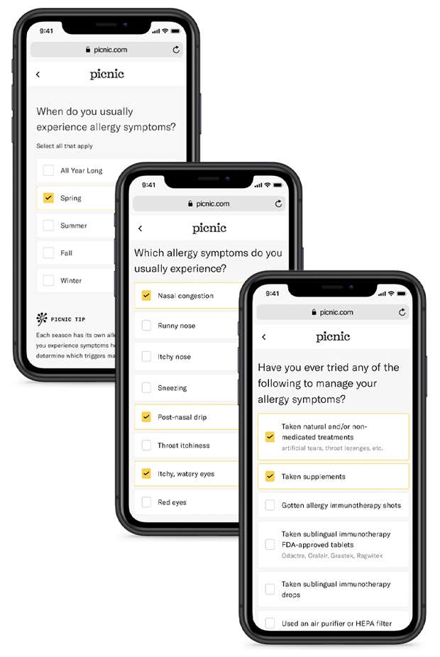 picnic allergy personalized quiz