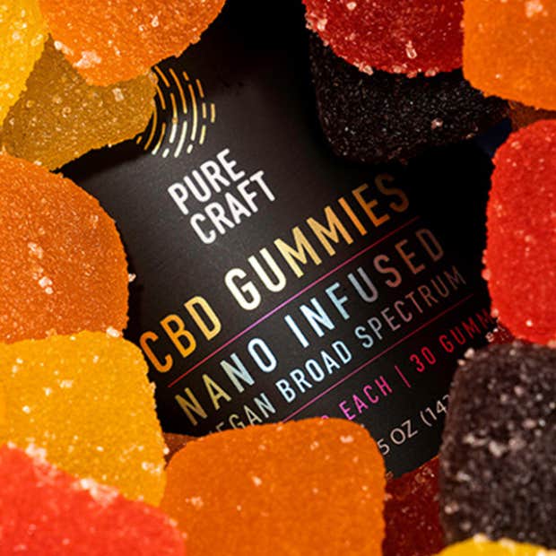 Pure Craft&#039;s Nano CBD Infused Broad Spectrum Vegan Gummies