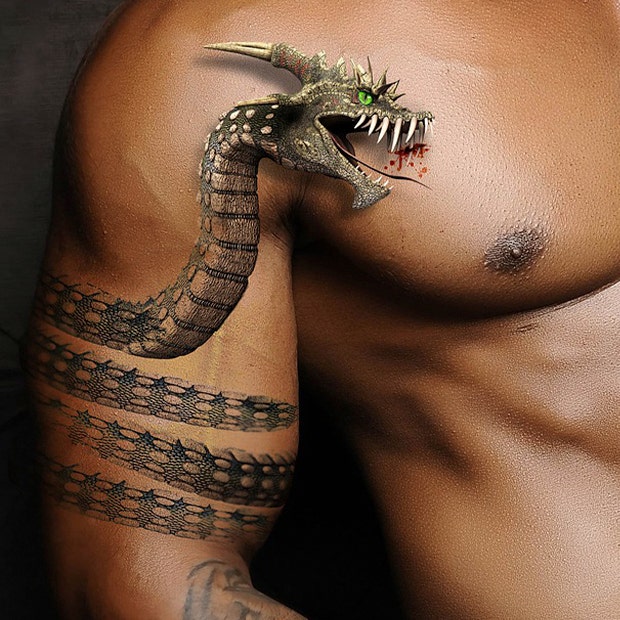Realistic dragon tattoo