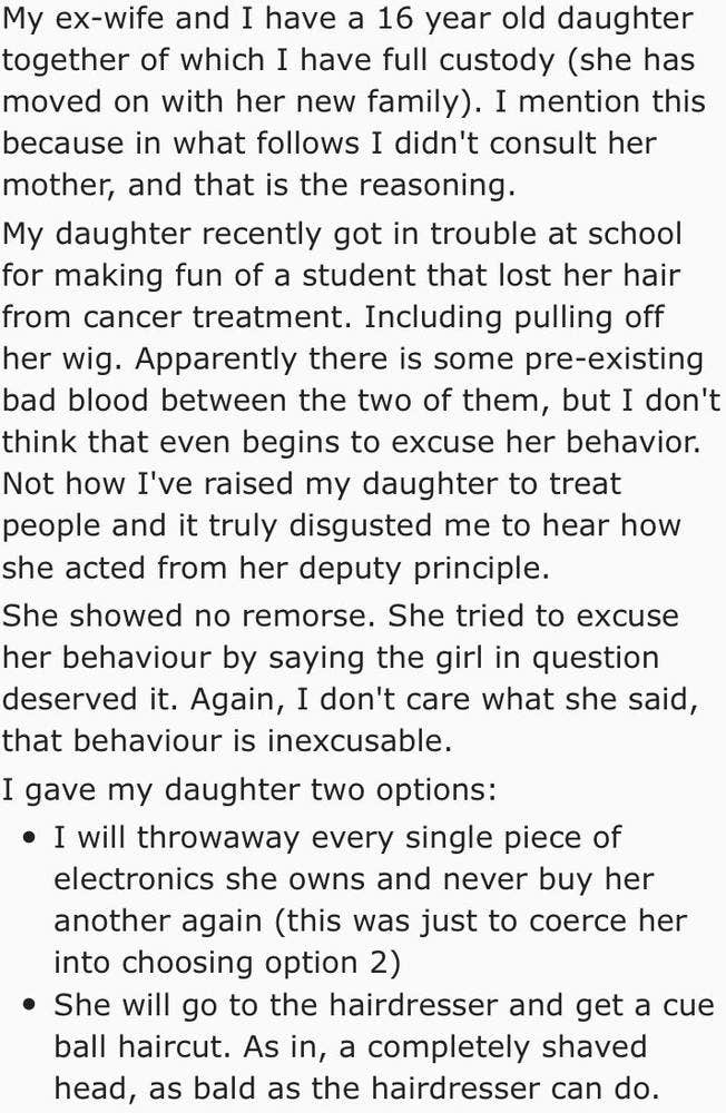 dad shaves daughter&#039;s head for bullying girl with cancer reddit post