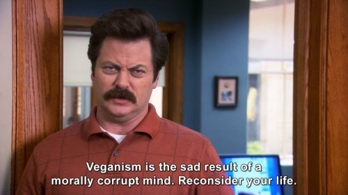 ron swanson vegan quote