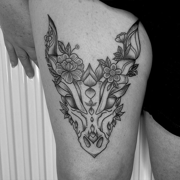 Skull dragon tattoo