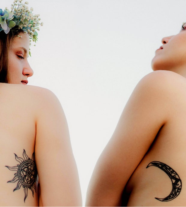 sun moon tattoo idea for women