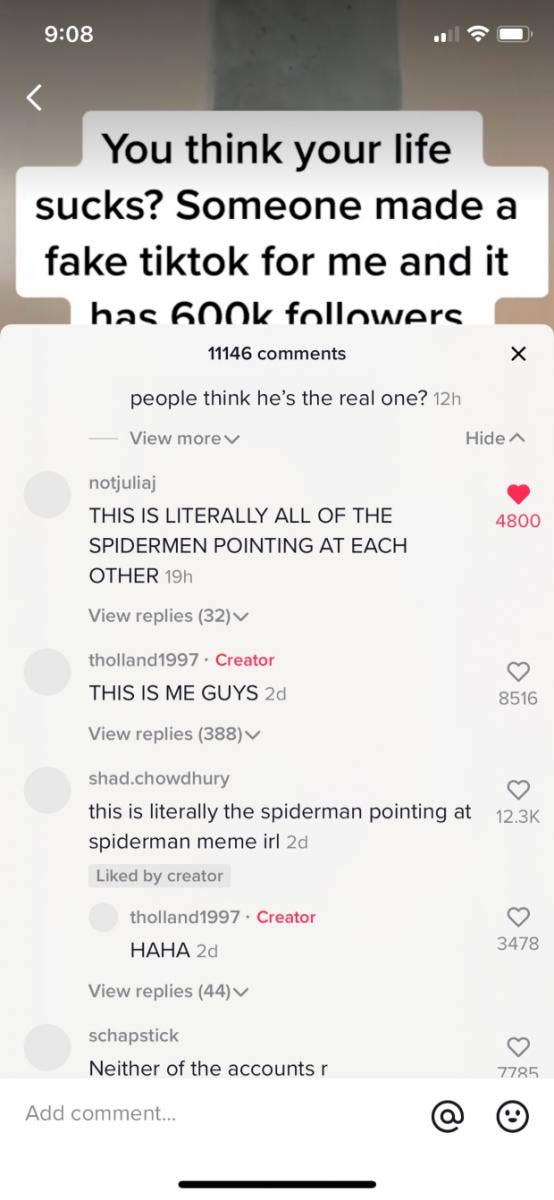 tom holland tiktok comments