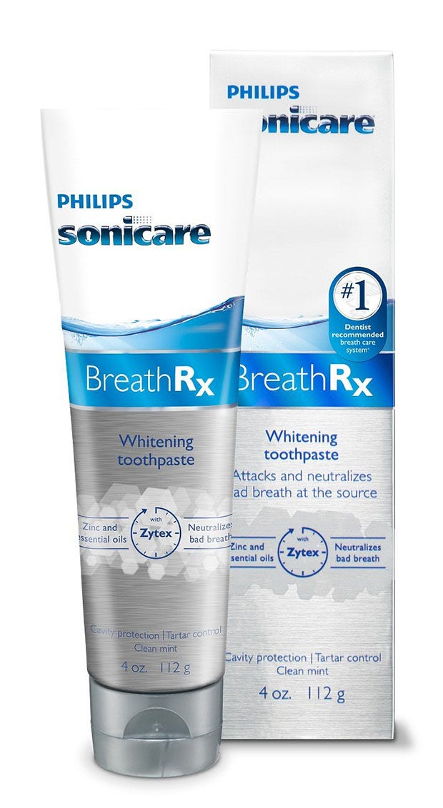 toothpaste for bad breath Philips Sonicare BreathRx Whitening Toothpaste