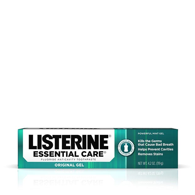 toothpaste for bad breath Listerine Essential Care Original Gel Fluoride Toothpaste