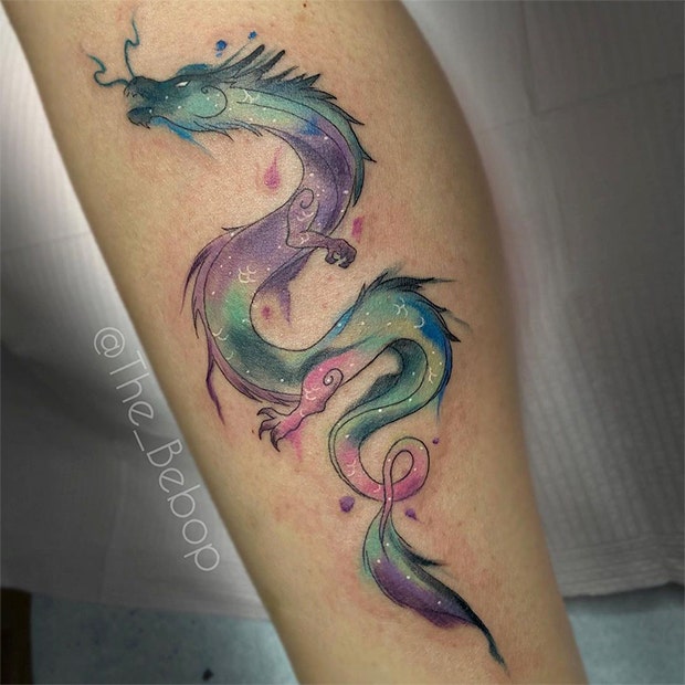 watercolor dragon tattoo