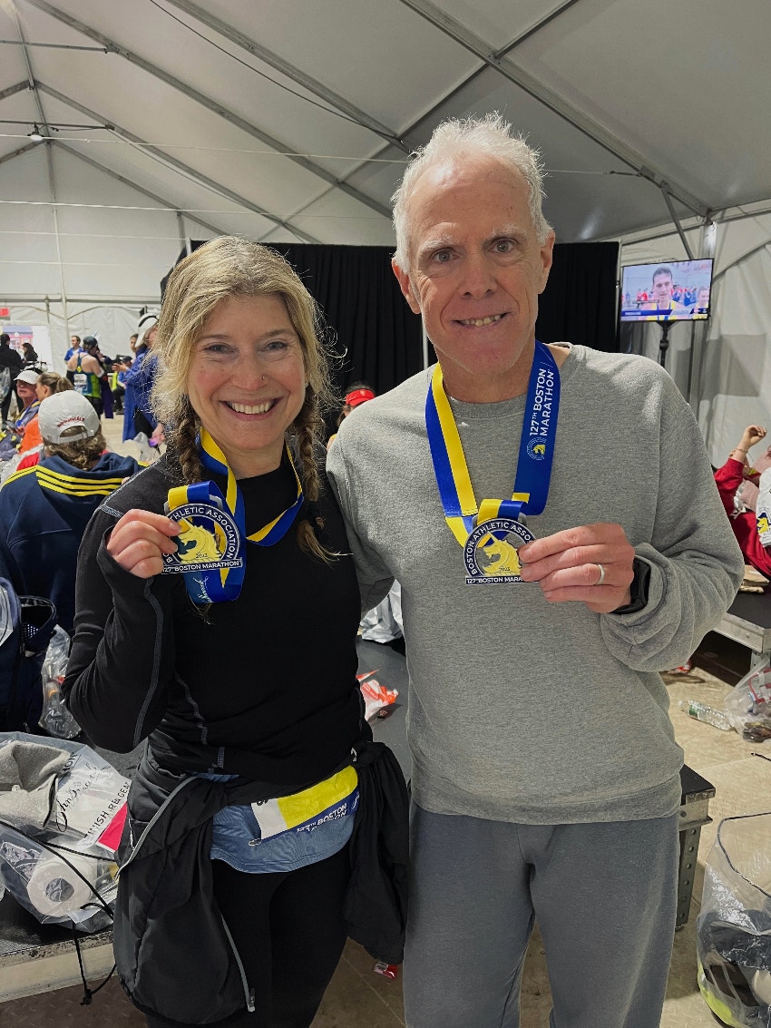 Lori Gaon and Tony at the Boston Marathon