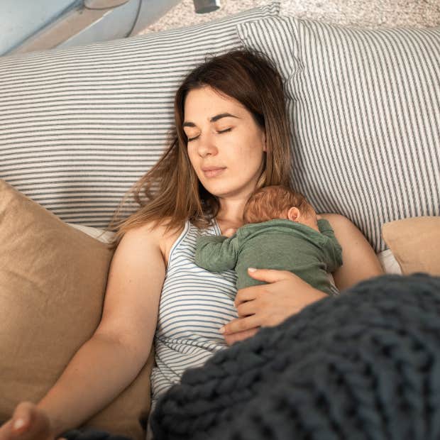 mom sleeping with baby