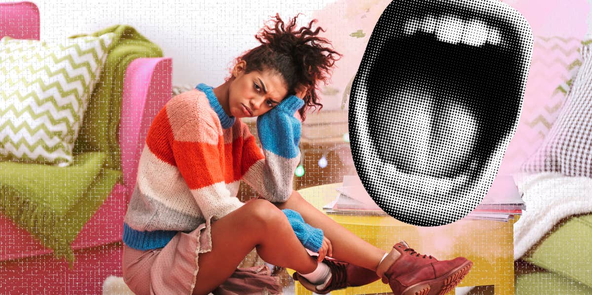 If You Bite This Part Of Yourself, You're A Perfectionist, According To Research girl sitting in a colorful room