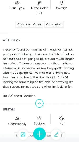 man&#039;s dating profile after girlfriend diagnosed with ALS